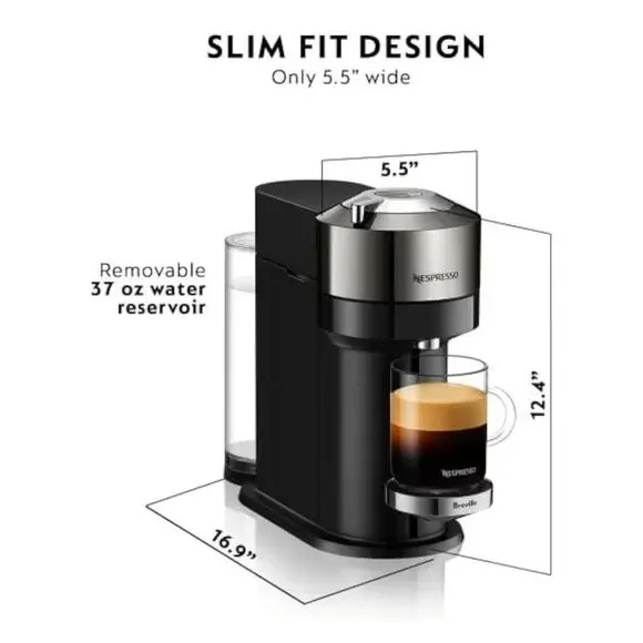 Nespresso Vertuo Next Premium Espresso Machine Bundle Drk Chrome Bluetooth New